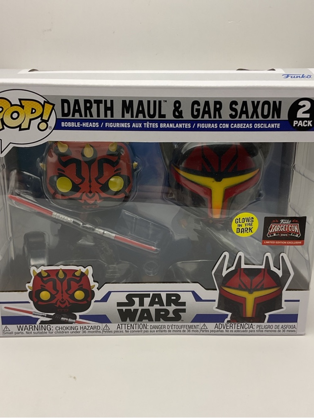 Darth Maul & Gar Saxon ‎ Funko Pops Glow in the Dark Target Con